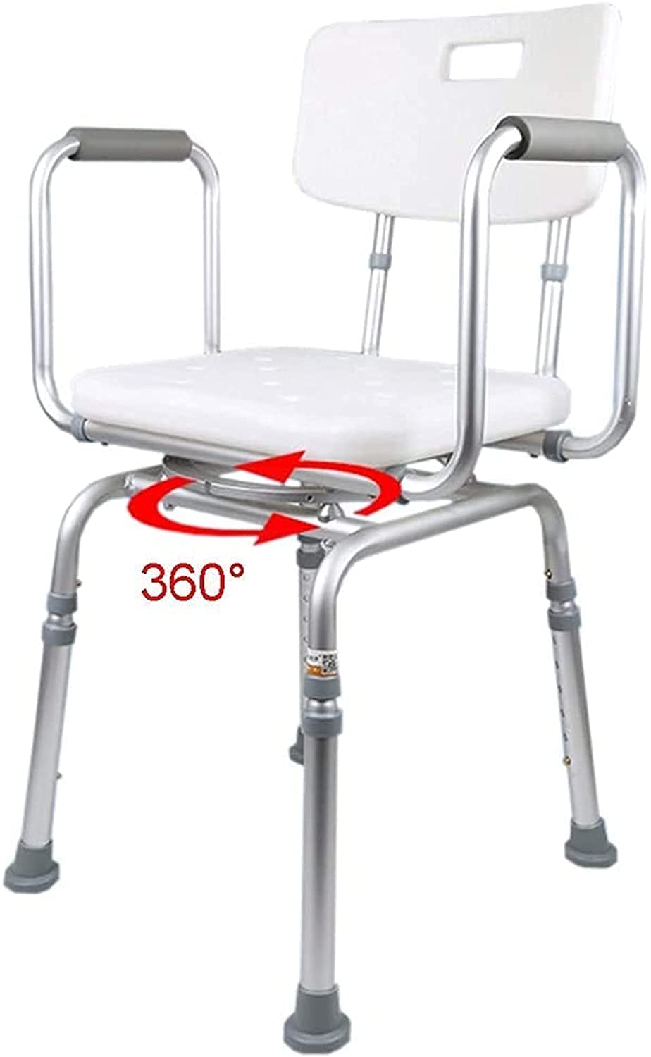 Padded Seat Transfer Bench, Shower Chair with Arms and Back, Adjustable Height Anti Skid Bath Seat O318
