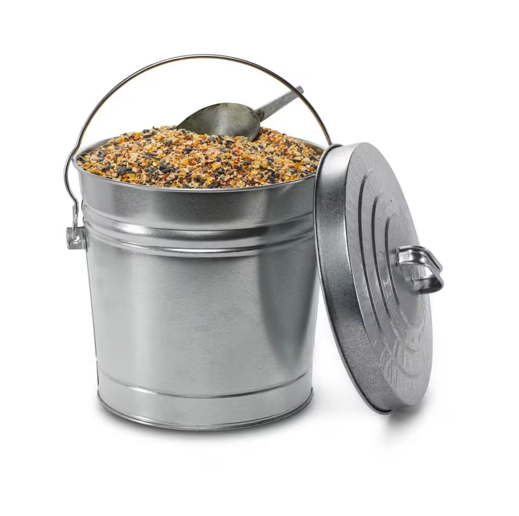 6 Gallon Galvanized Steel Round Trash Can with Locking Lid R445776