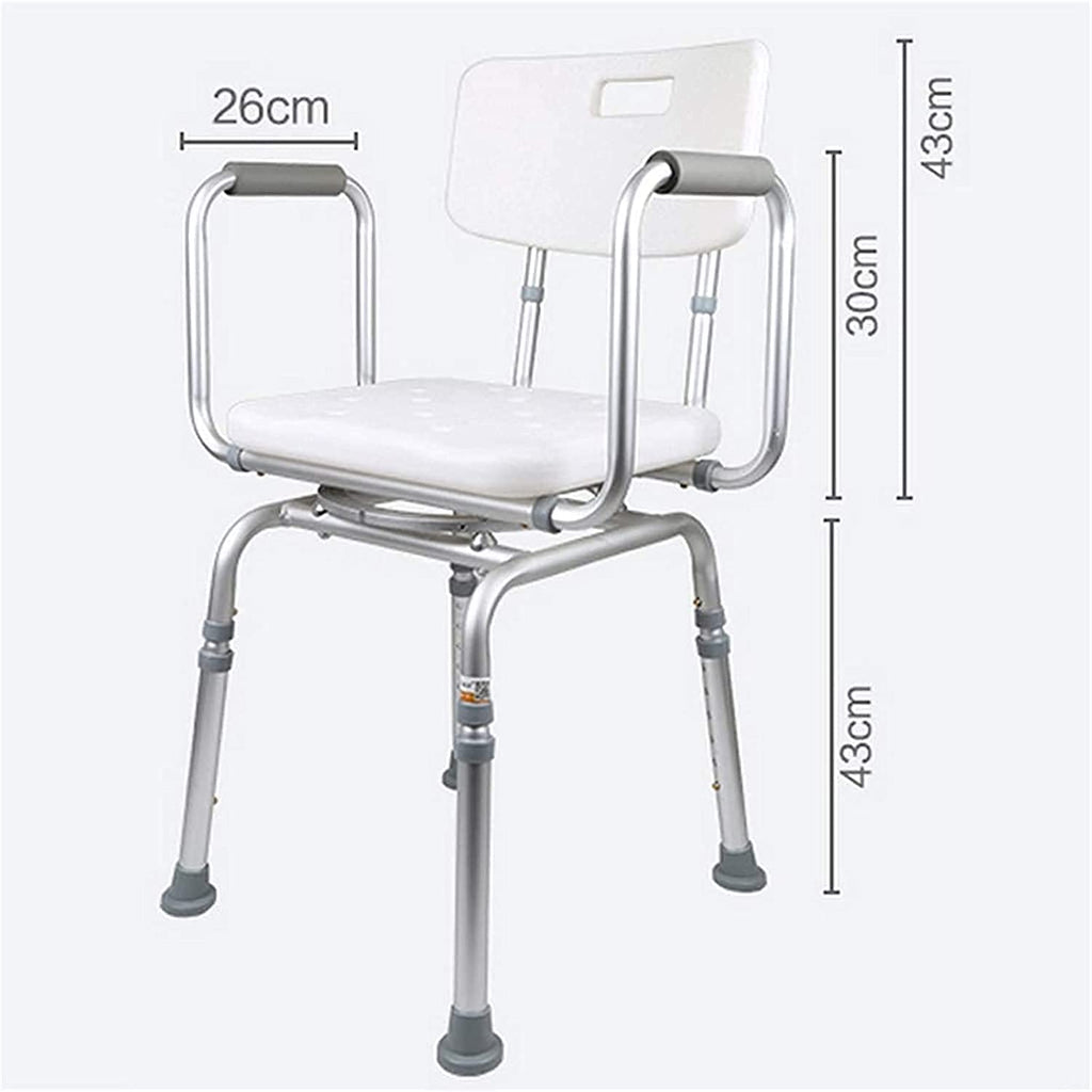 Padded Seat Transfer Bench, Shower Chair with Arms and Back, Adjustable Height Anti Skid Bath Seat O318