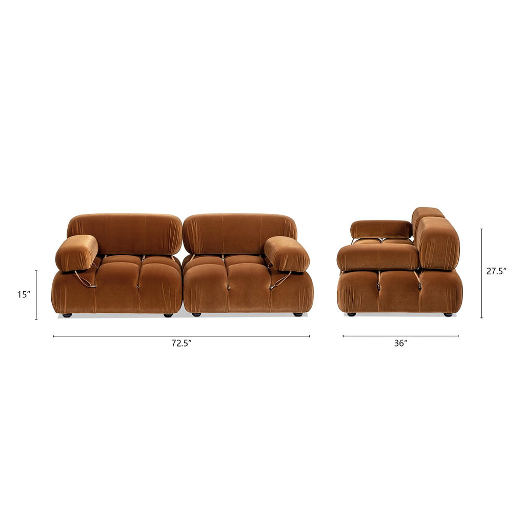 Burnt Orange Performance Velvet 2-Piece Loveseat Sofa N9618
