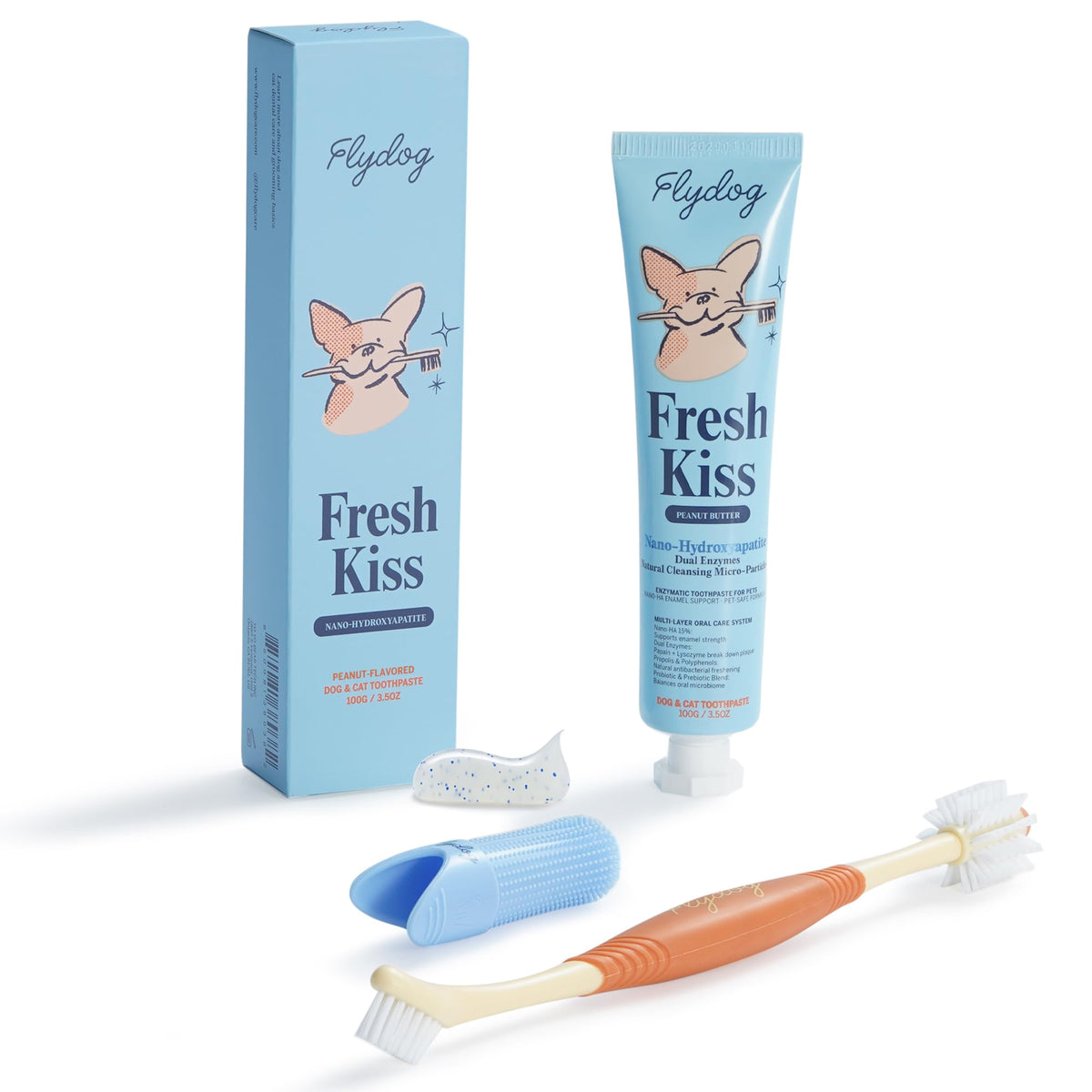 Dog Tooth Brushing Kit with 360° Toothbrush & Silicone Finger Brush X8542