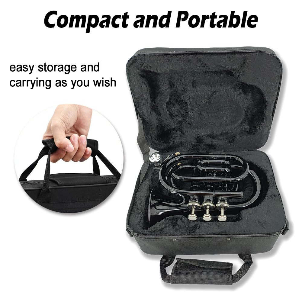 Bb Flat Pocket Trumpet with 7C Mouthpiece and Hard Case Q78677