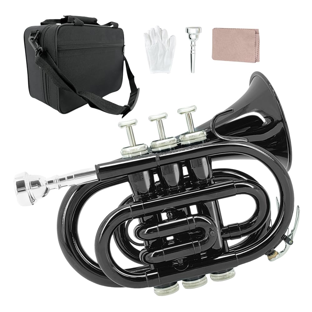 Bb Flat Pocket Trumpet with 7C Mouthpiece and Hard Case Q78677