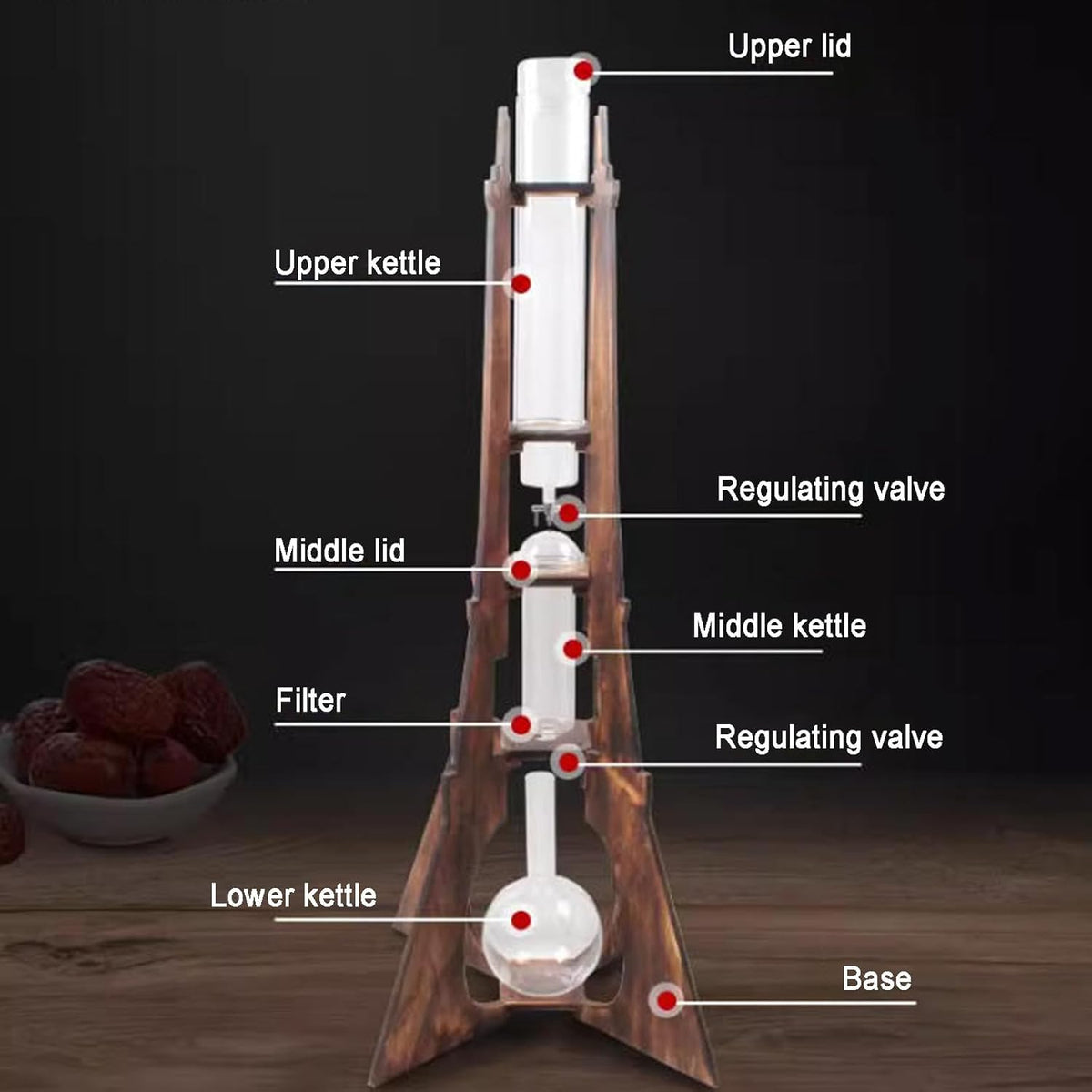 Cold Brew Drip Tower with Stainless Steel Adjustable Valve L335