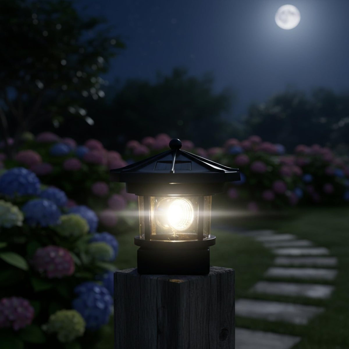 Black 2-Pack Rotating Solar Lighthouse T426655
