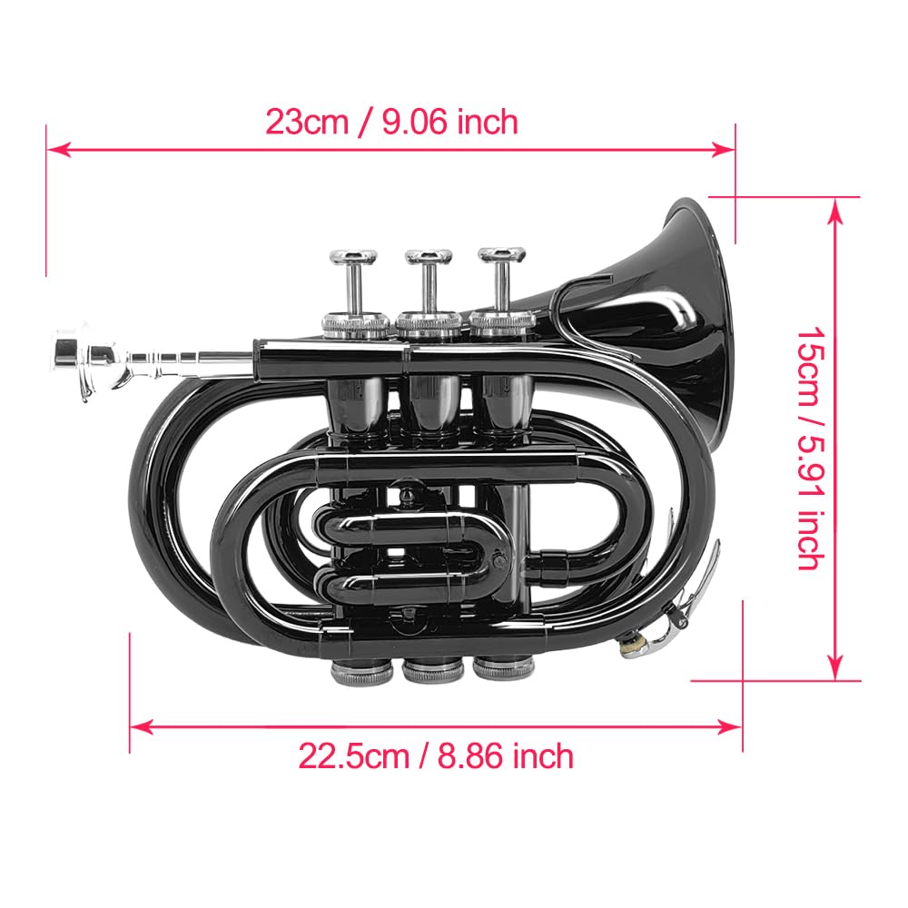 Bb Flat Pocket Trumpet with 7C Mouthpiece and Hard Case Q78677