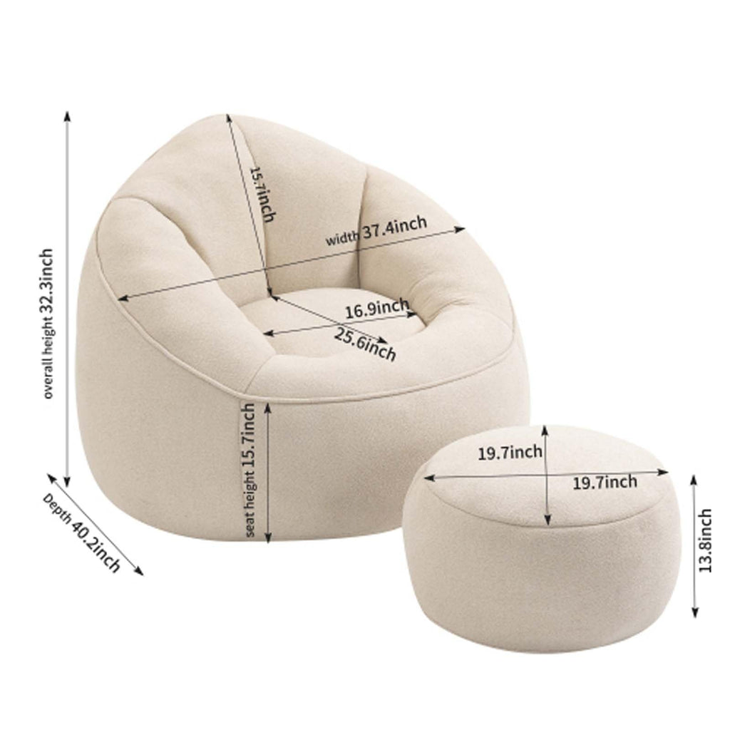 Memory Foam Bean Bag Chair with Footrest B5858