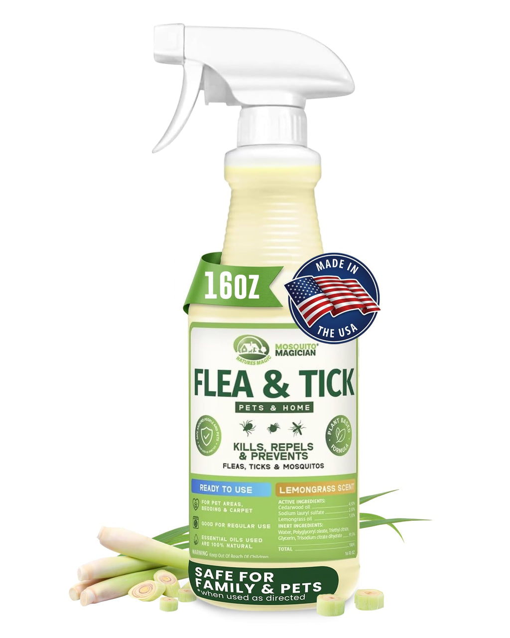 Lemongrass Flea Tick Mosquito Spray 16 OZ T520
