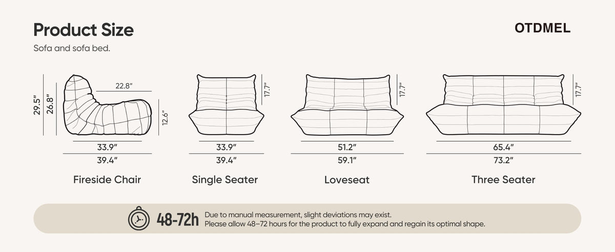3-Seater Memory Foam Suede Bean Bag Chair D64043