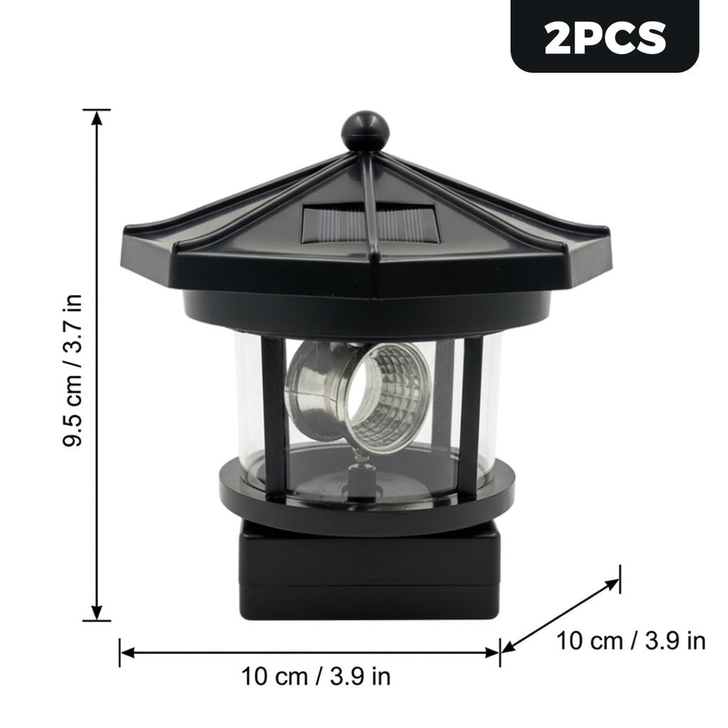 Black 2-Pack Rotating Solar Lighthouse T426655