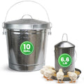 6.6 Lb Stainless Steel Hanging Poultry Feeder with 10 Gallon Storage Bucket U13711