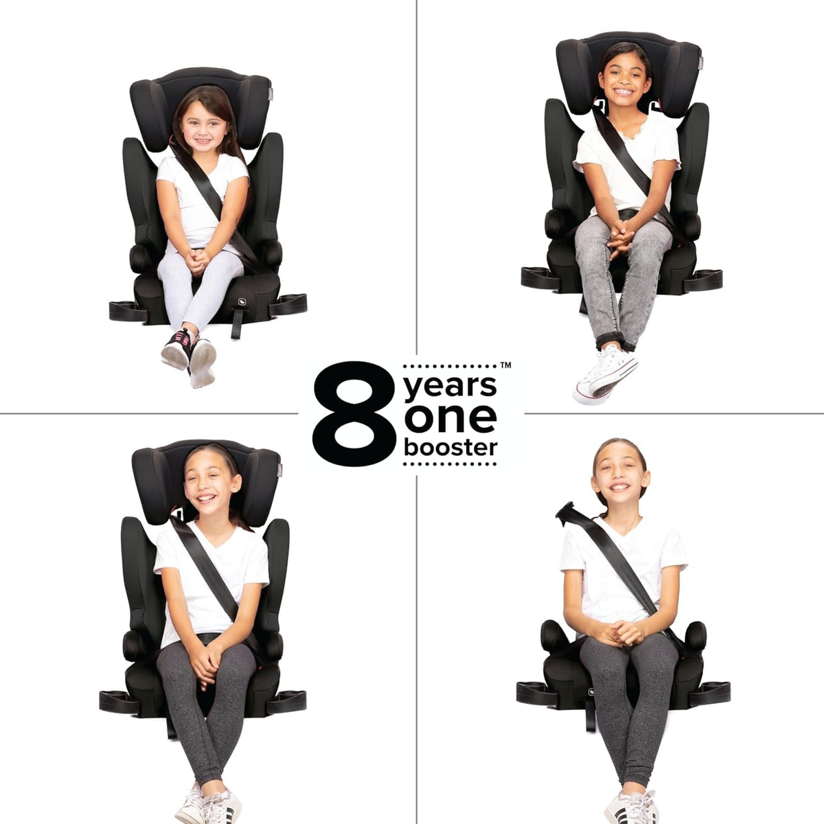 2-in-1 Belt Positioning Booster Seat, High-Back to Backless, Black Q9916