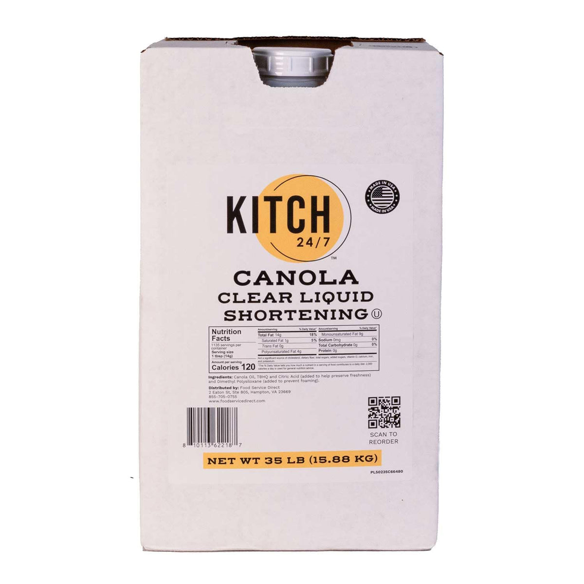 Canola Clear Liquid Shortening 35 lb Bulk Z89405