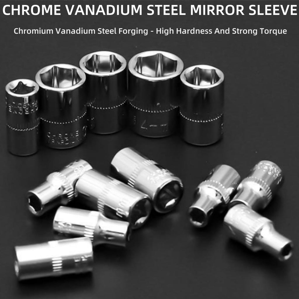 46 Pieces Mechanic Tool Kit 1/4” Ratchet Socket Wrench Set with Storage Case E23801