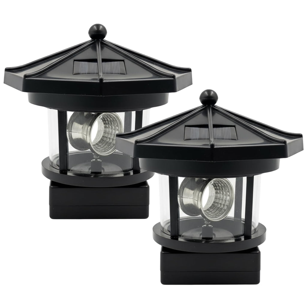 Black 2-Pack Rotating Solar Lighthouse T426655