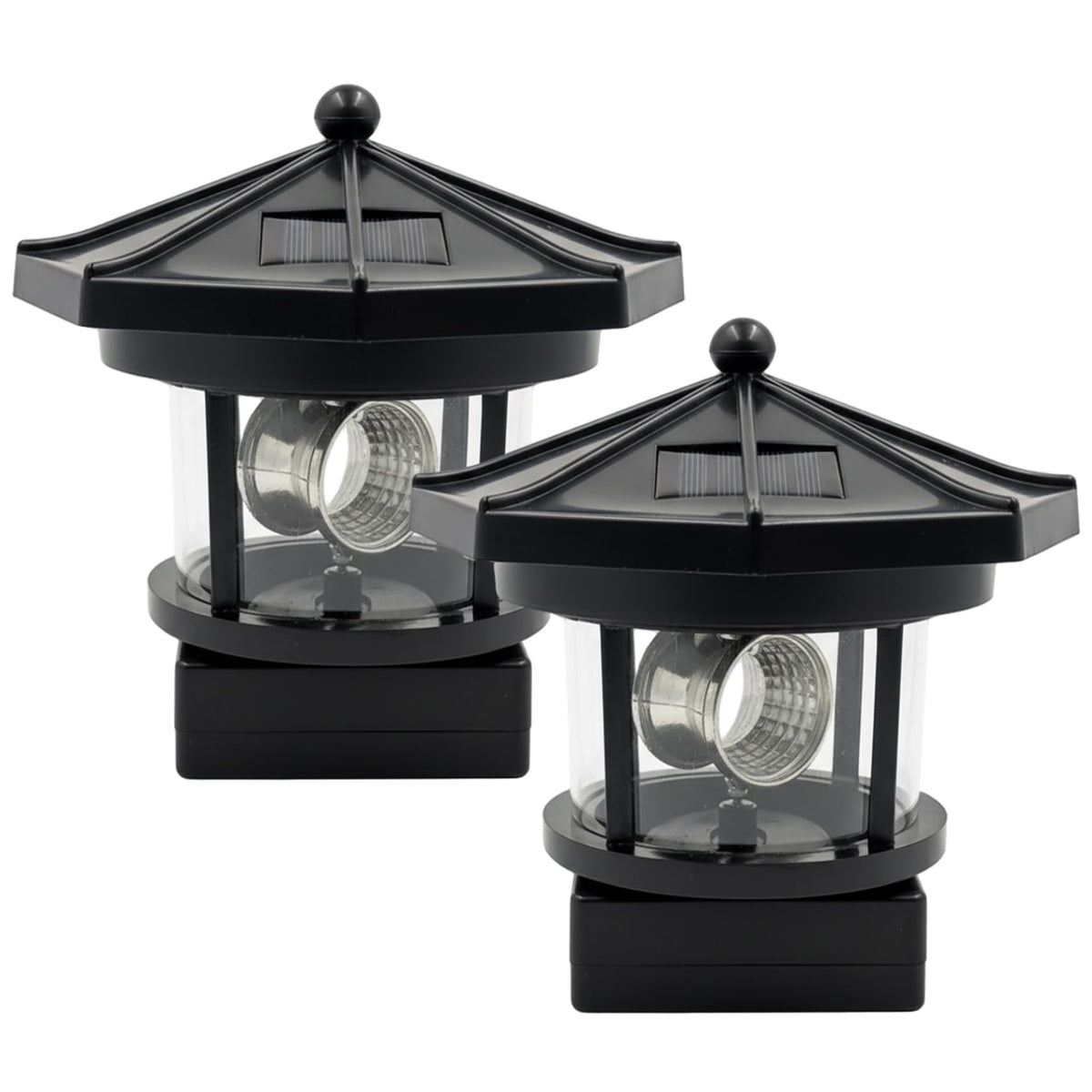 Black 2-Pack Rotating Solar Lighthouse T426655