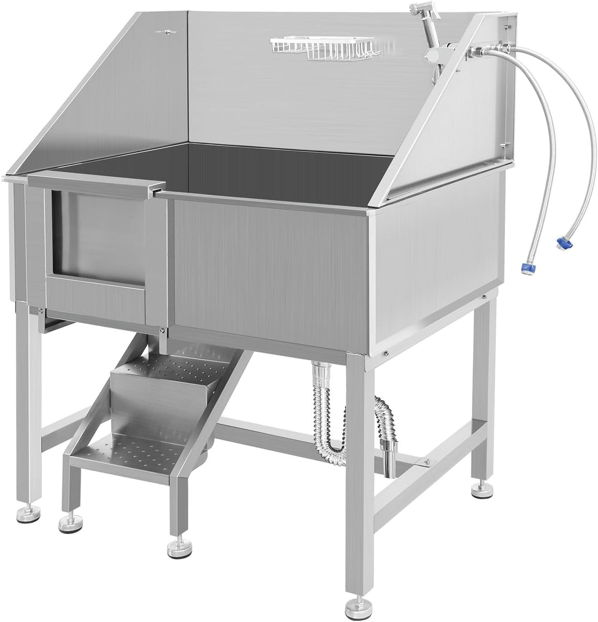 38 Inch Stainless Steel Dog Grooming Tub with Ramp B19176