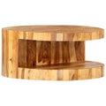 Sheesham Wood Round Coffee Table with Storage Shelf X350