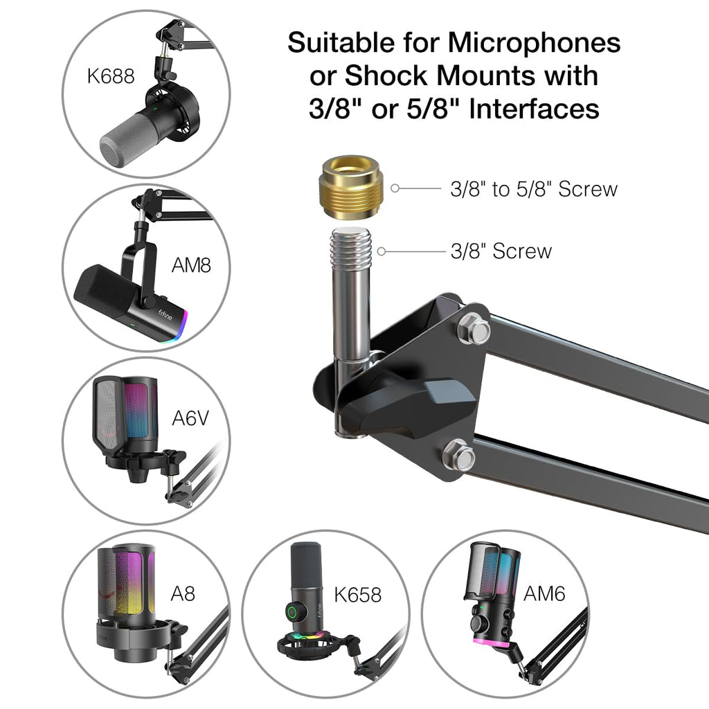 XLR/USB Dynamic Microphone Kit with Boom Arm C1375