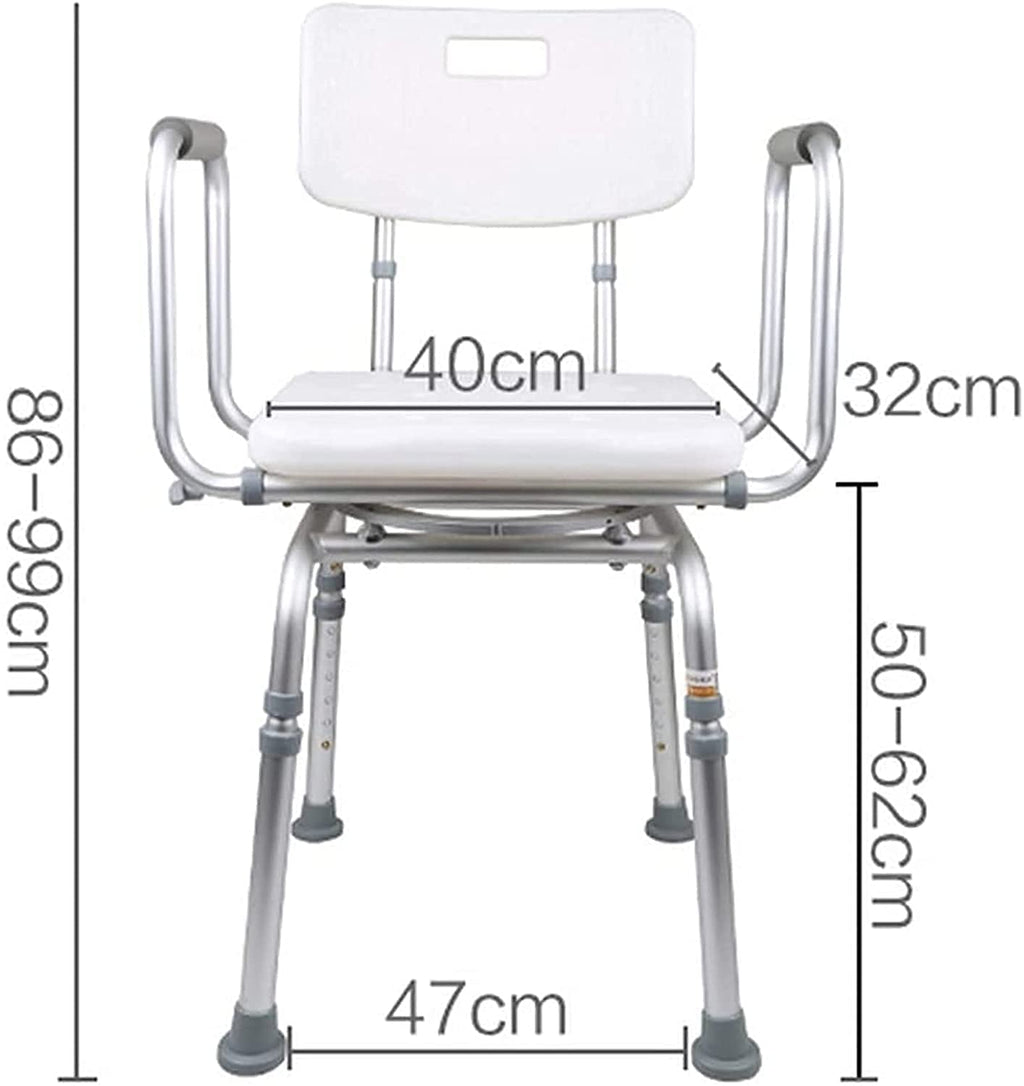 Padded Seat Transfer Bench, Shower Chair with Arms and Back, Adjustable Height Anti Skid Bath Seat O318