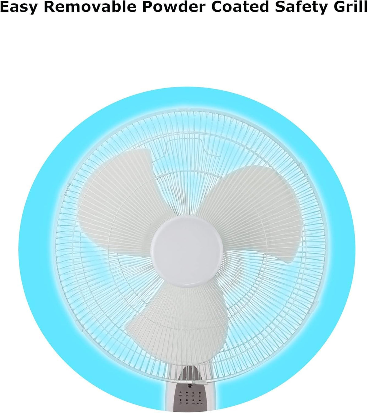 16-Inch Oscillating Stand Fan with Remote Control, White C4152