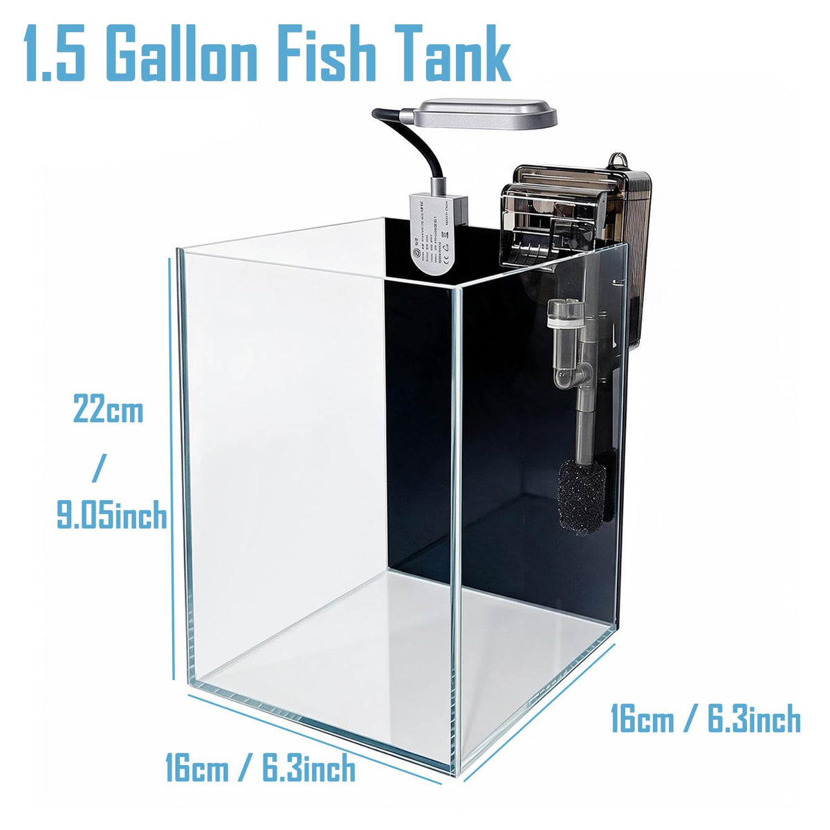 1.5 Gallon Glass Aquarium Starter Kit with Filter and LED Light P441690
