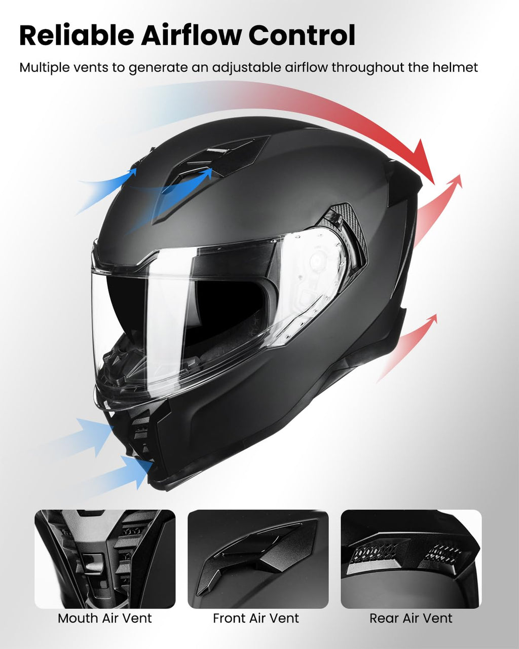 Full Face Motorcycle Helmet DOT Approved X6855