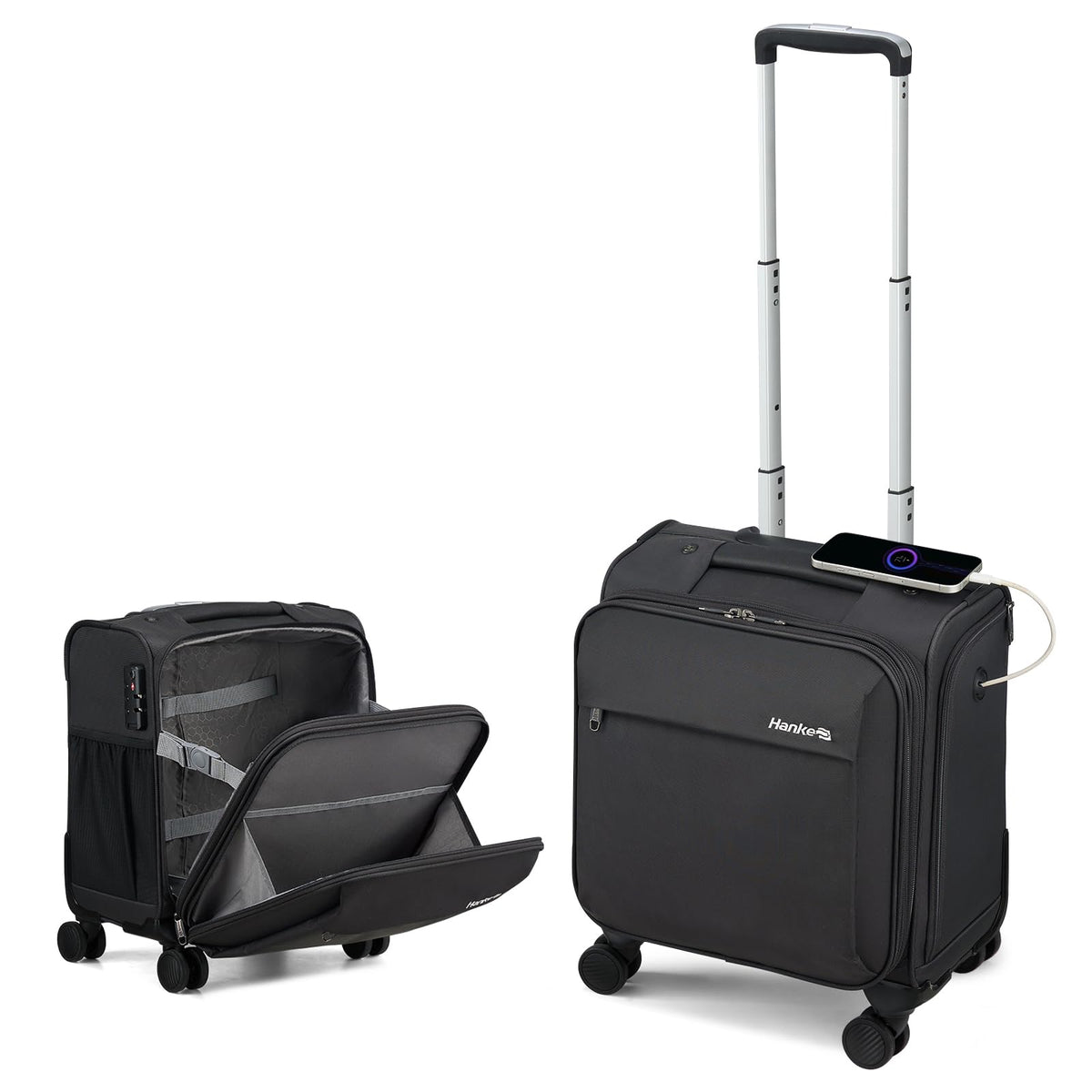 16 Inch Underseat Carry On Luggage with Wheels Dark Gray X877875