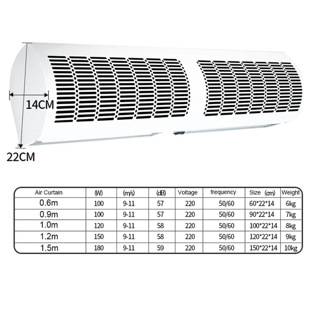 Over Door Air Curtain 60cm 2 Wind Speeds Remote Control G158605