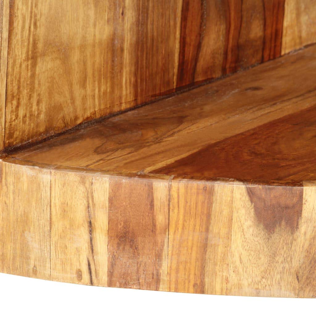 Sheesham Wood Round Coffee Table with Storage Shelf X350