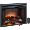 Black Electric Fireplace Insert with Glass Door and Mesh Screen, 750/1500W J10842