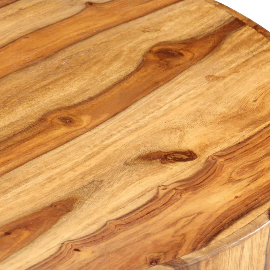 Sheesham Wood Round Coffee Table with Storage Shelf X350