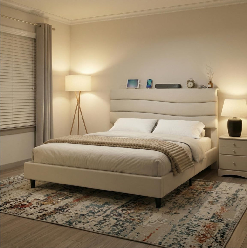 Queen Size Upholstered Headboard Bed Frame C698392