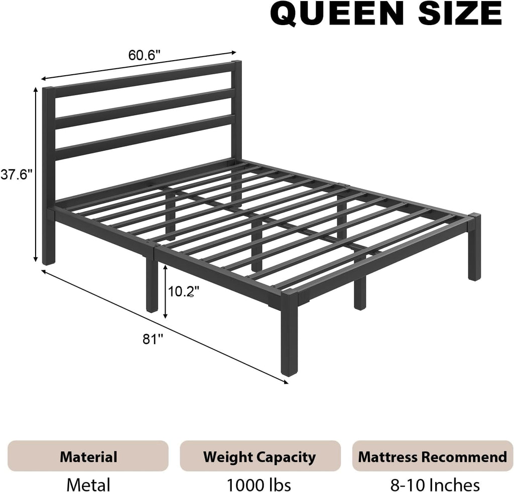 Queen Metal Platform Bed Frame with Headboard A25908