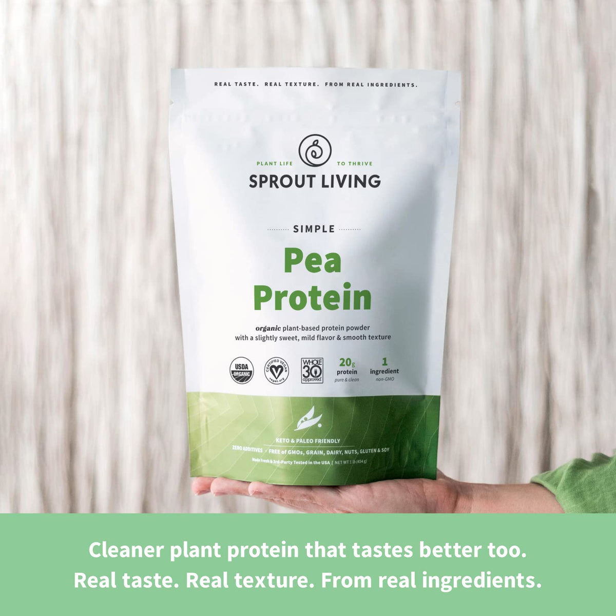 Organic Pea Protein Powder, Unflavored, 5 Pound F499676