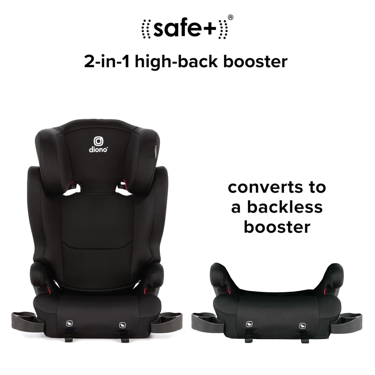 2-in-1 Belt Positioning Booster Seat, High-Back to Backless, Black Q9916