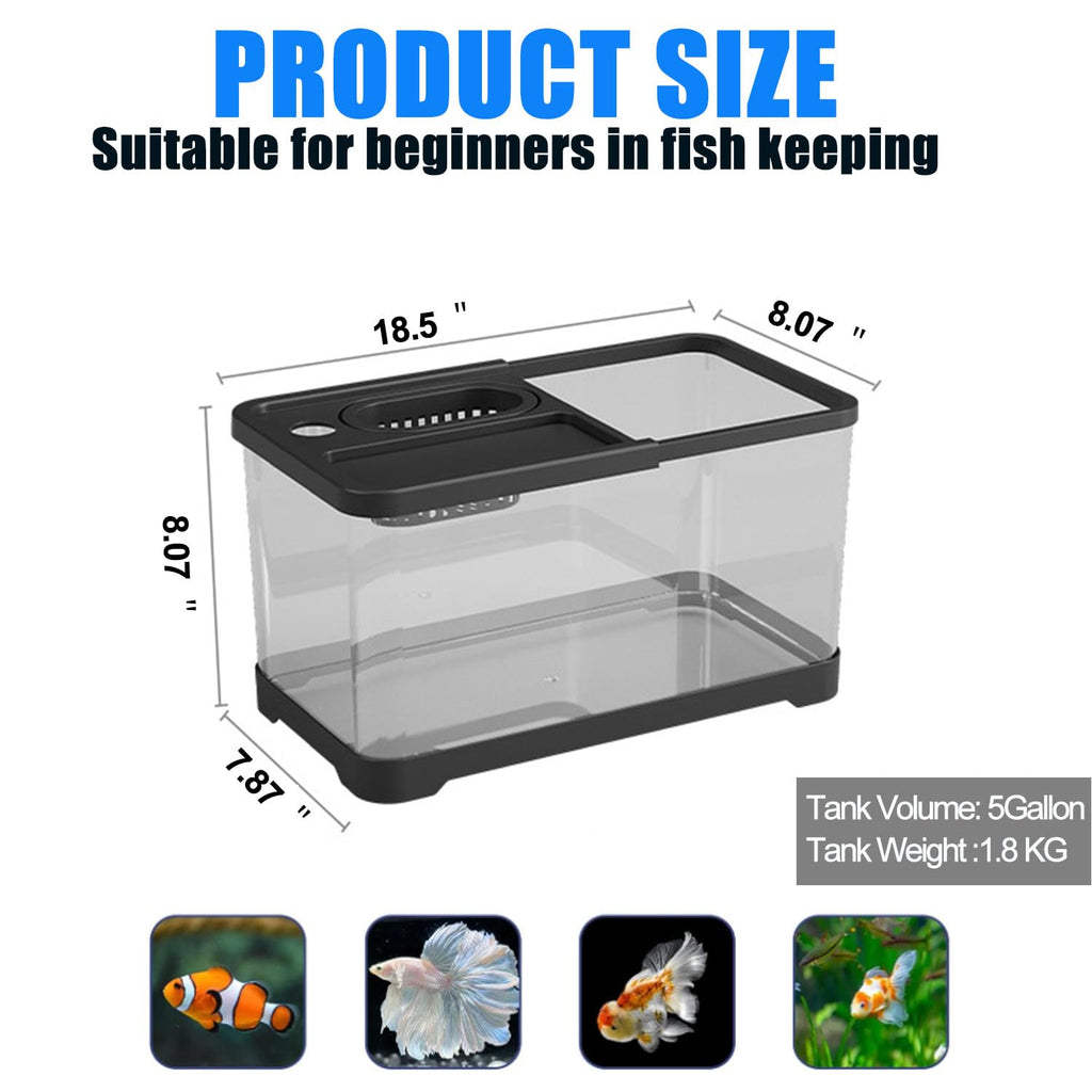 5 Gallon Plastic Fish Tank with Filter and Lid P79826