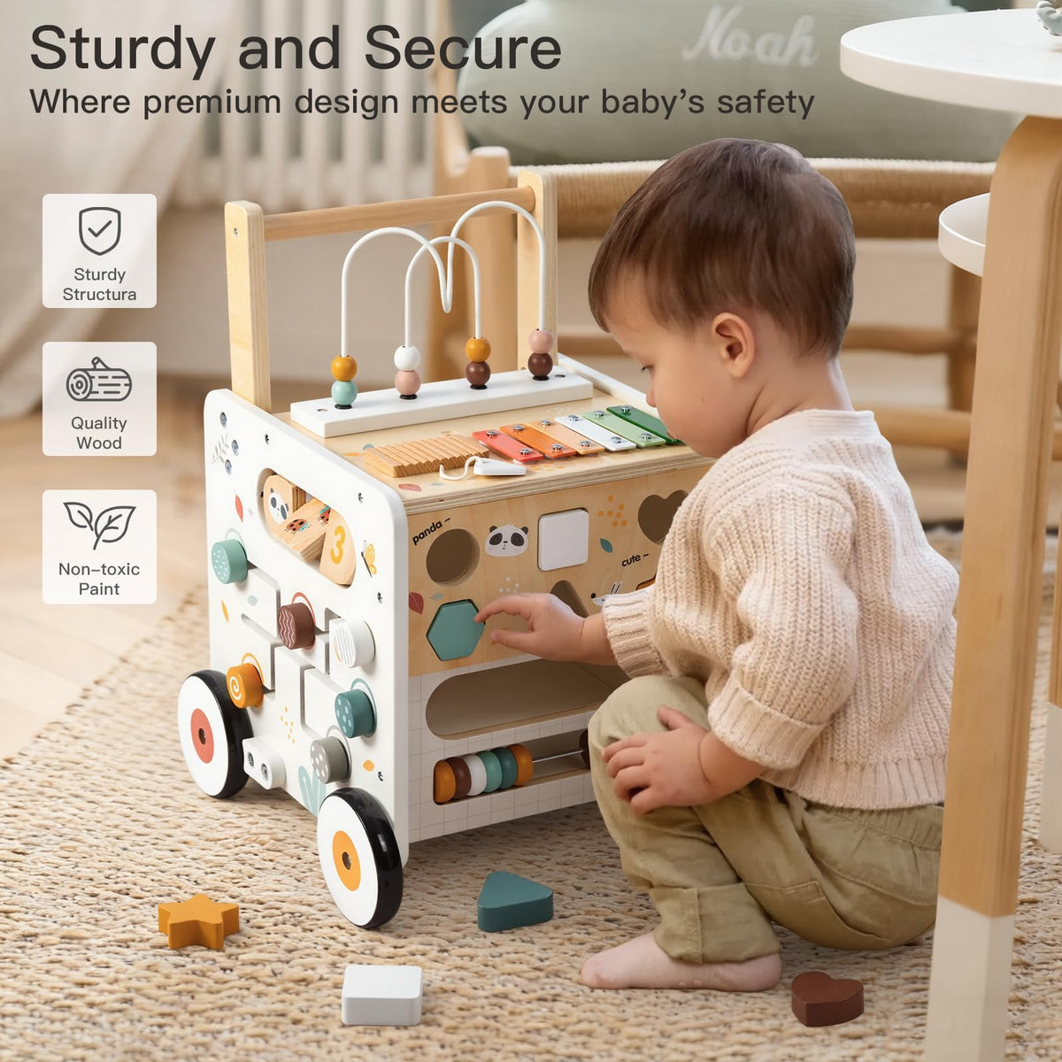 Wooden Baby Walker Activity Cube Push Walker C176