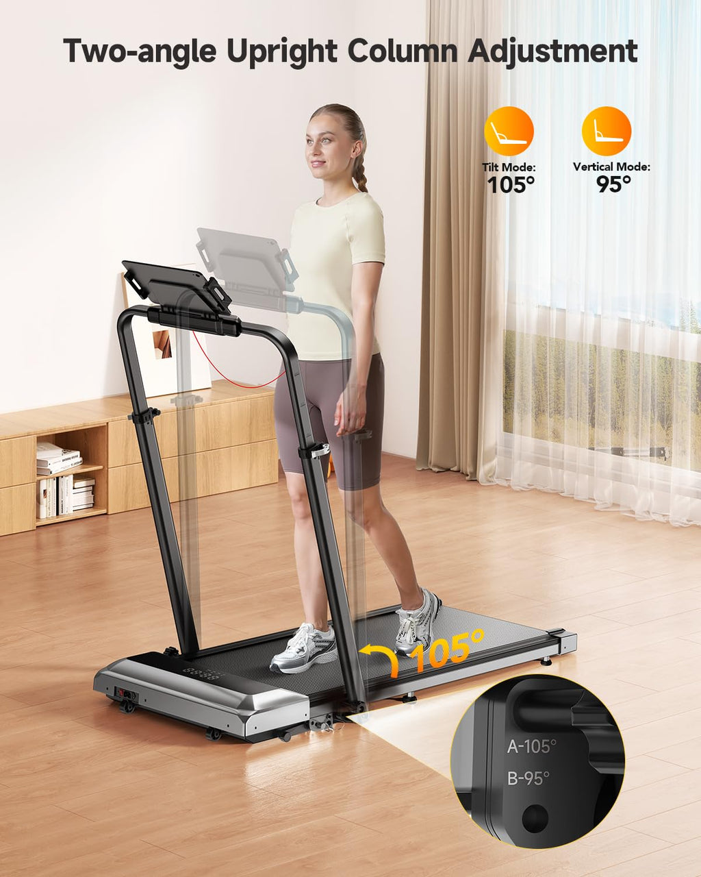 Folding Treadmill with Incline and Adjustable Handle Bar P688