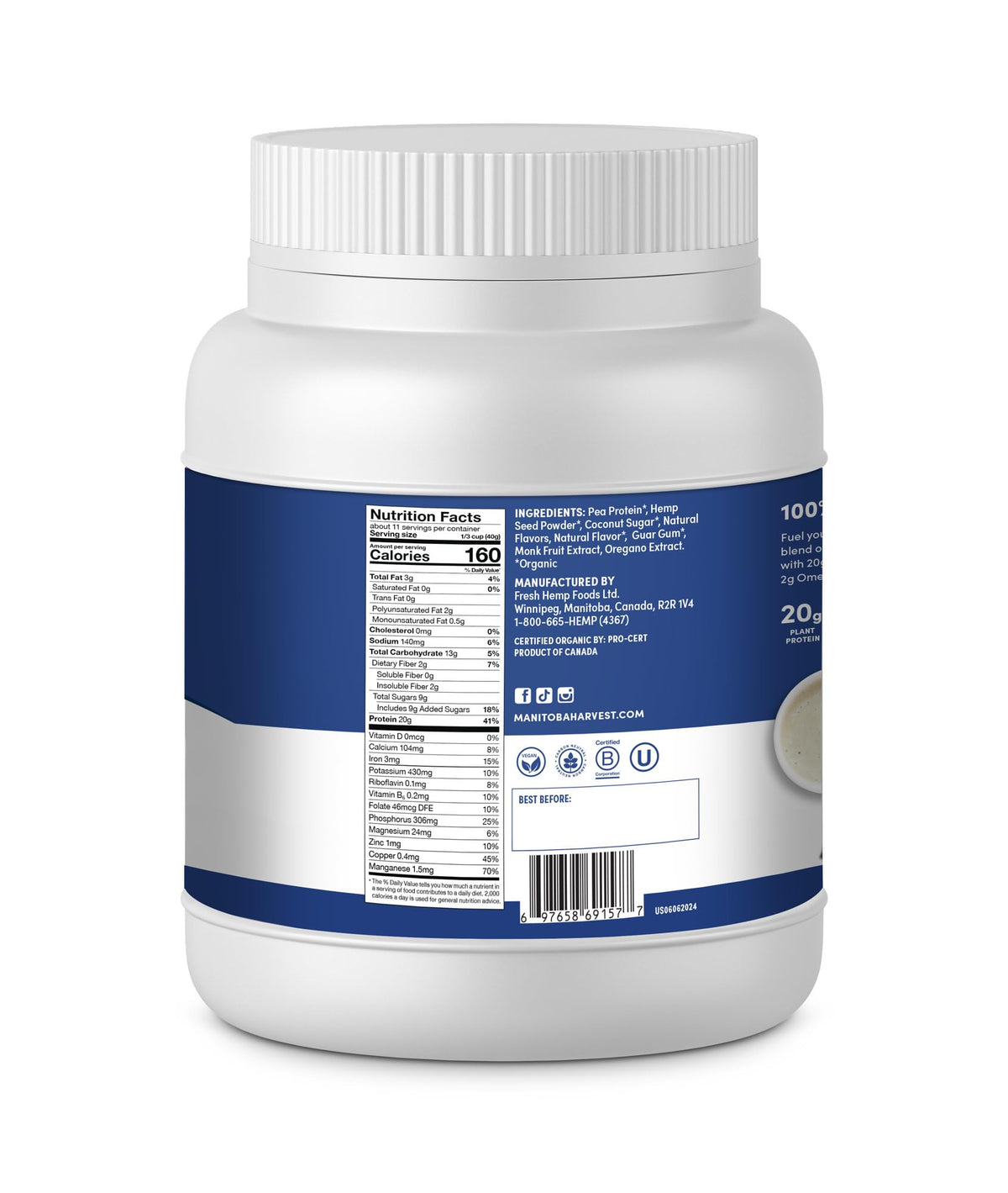 Organic Plant-Based Protein Powder Vanilla 16oz R489834