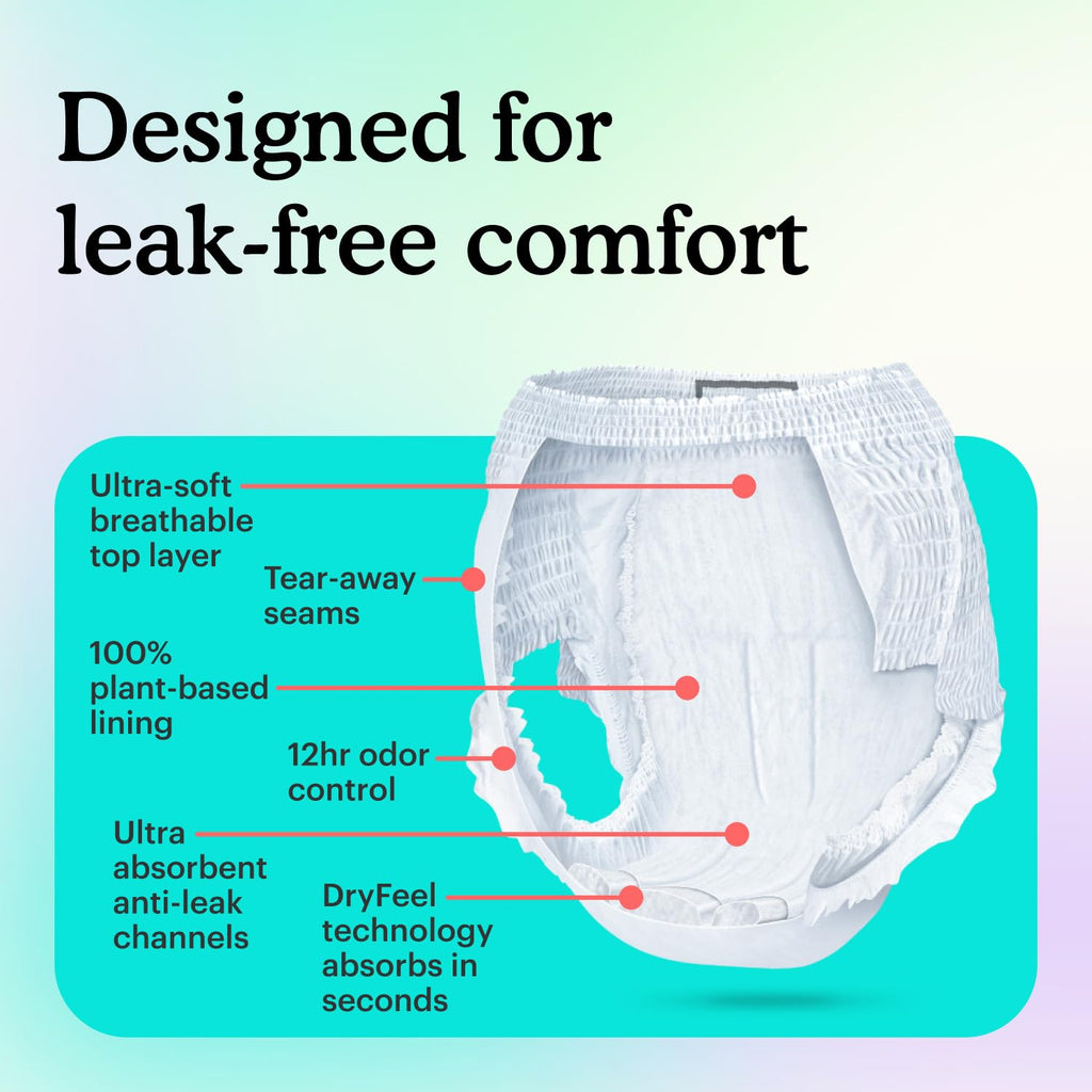 Adult Incontinence Underwear for Sensitive Skin, White Large, 56 Count T45638