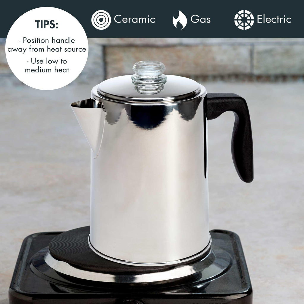 Stainless Steel 8 Cup Stovetop Coffee Percolator H901