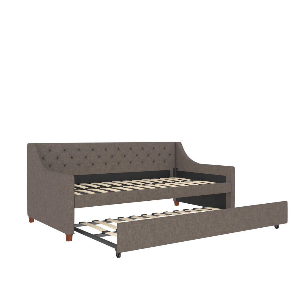 Grey Linen Twin over Twin Upholstered Daybed and Trundle N930982