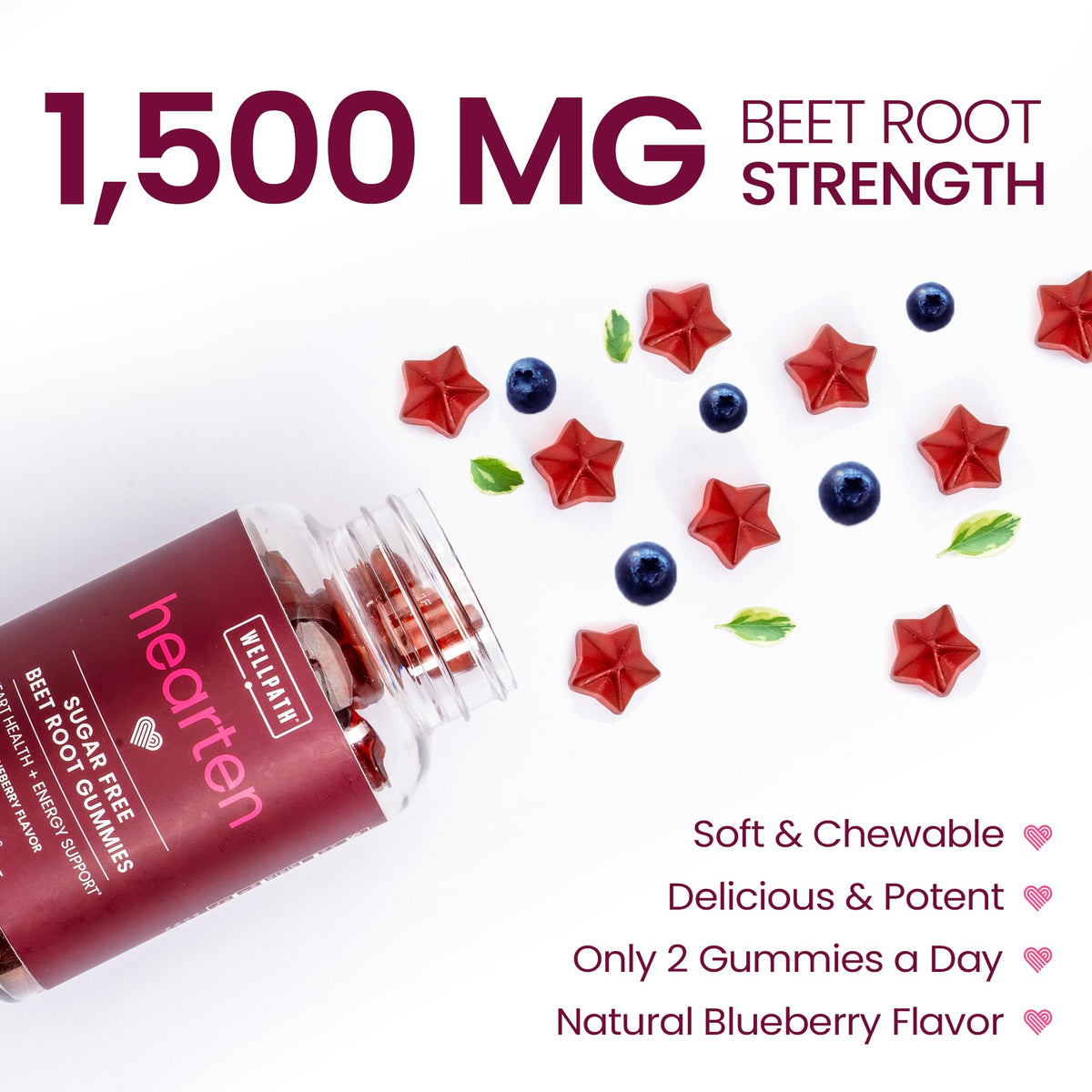 Sugar Free 1500 mg Blueberry Flavor Beet Root Gummies U88884