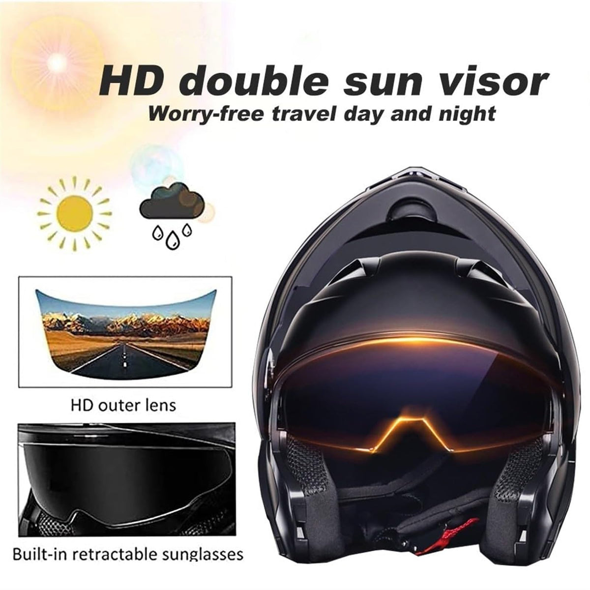 Bluetooth Modular Flip Up Full Face Motorcycle Helmet with Dual Visor Z225