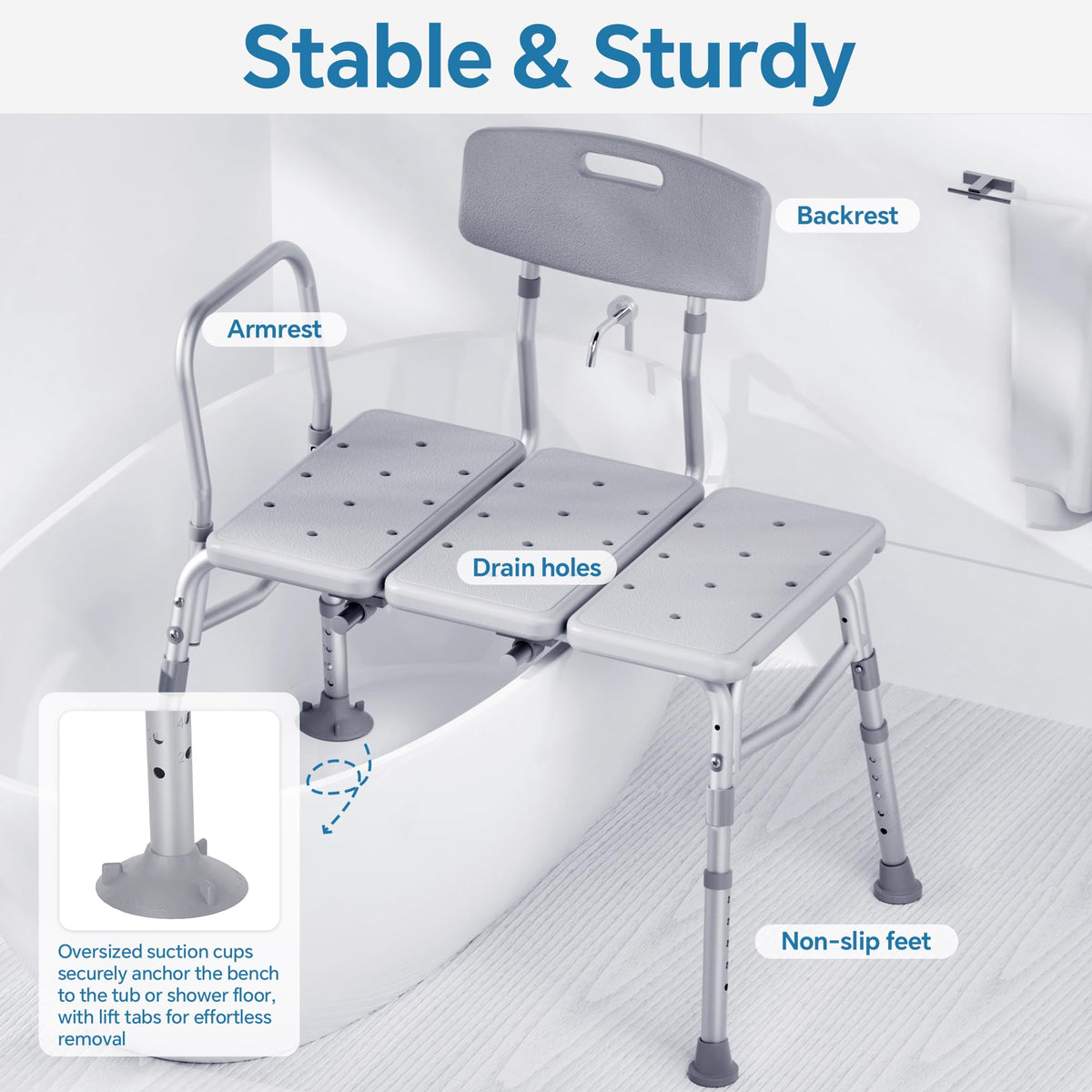 Tub Transfer Bench with Backrest T211835