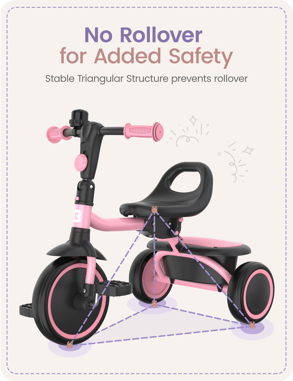 Pink Toddler Tricycle with Bell N1952