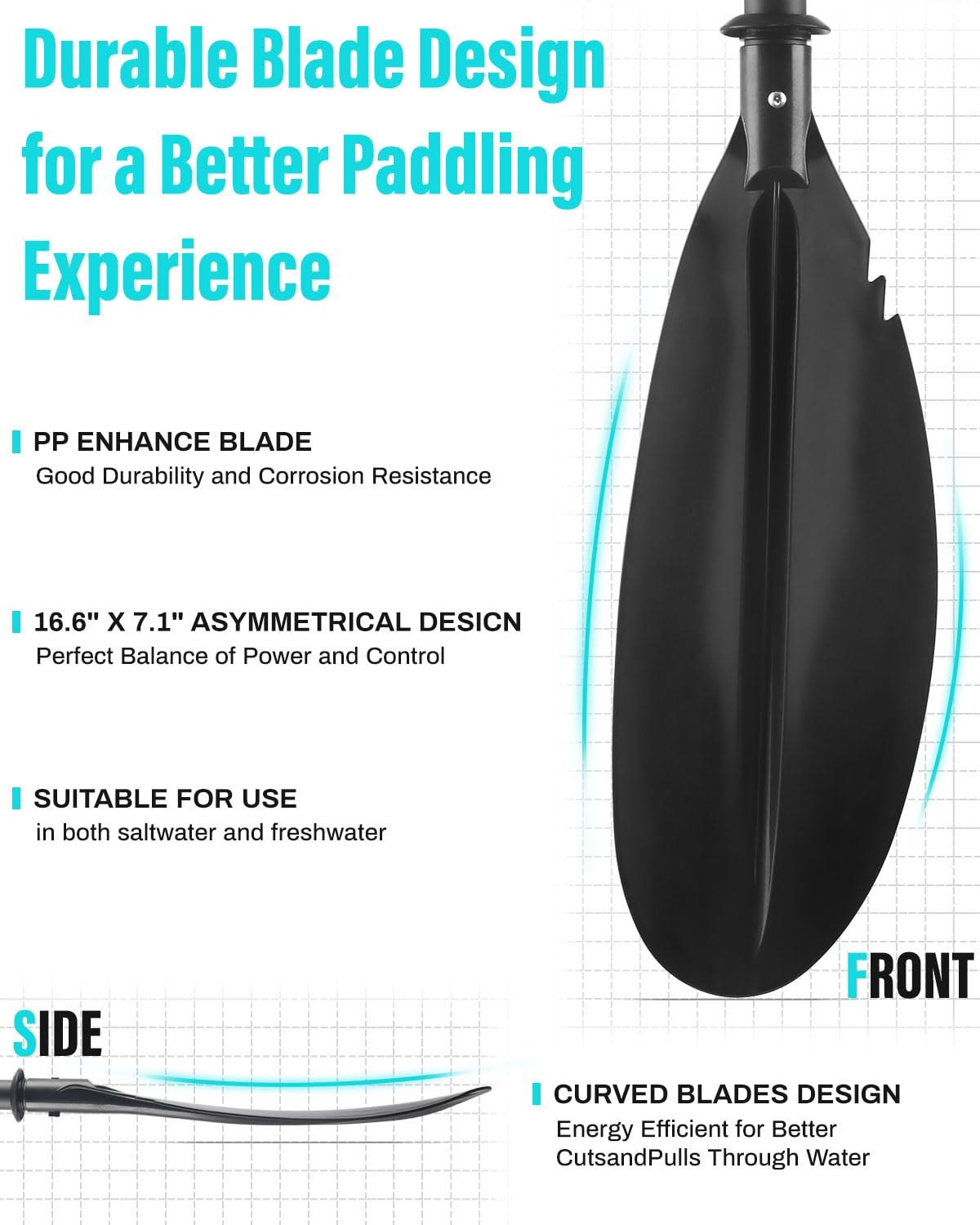 Kayak Paddles with Paddle Leash, 70in-97in Lightweight Paddling Blades N9107