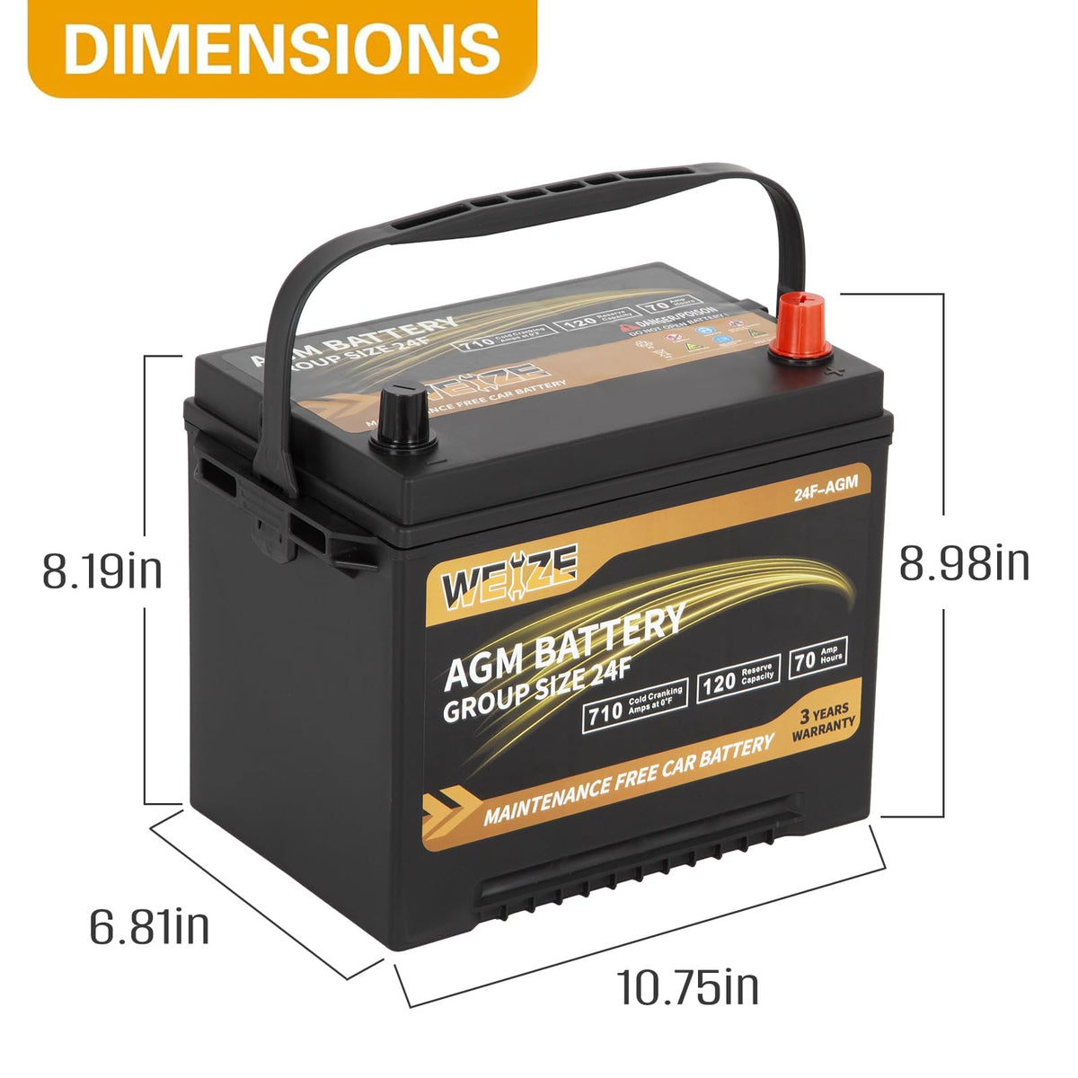 AGM Battery BCI Group 24F Automotive Battery C777
