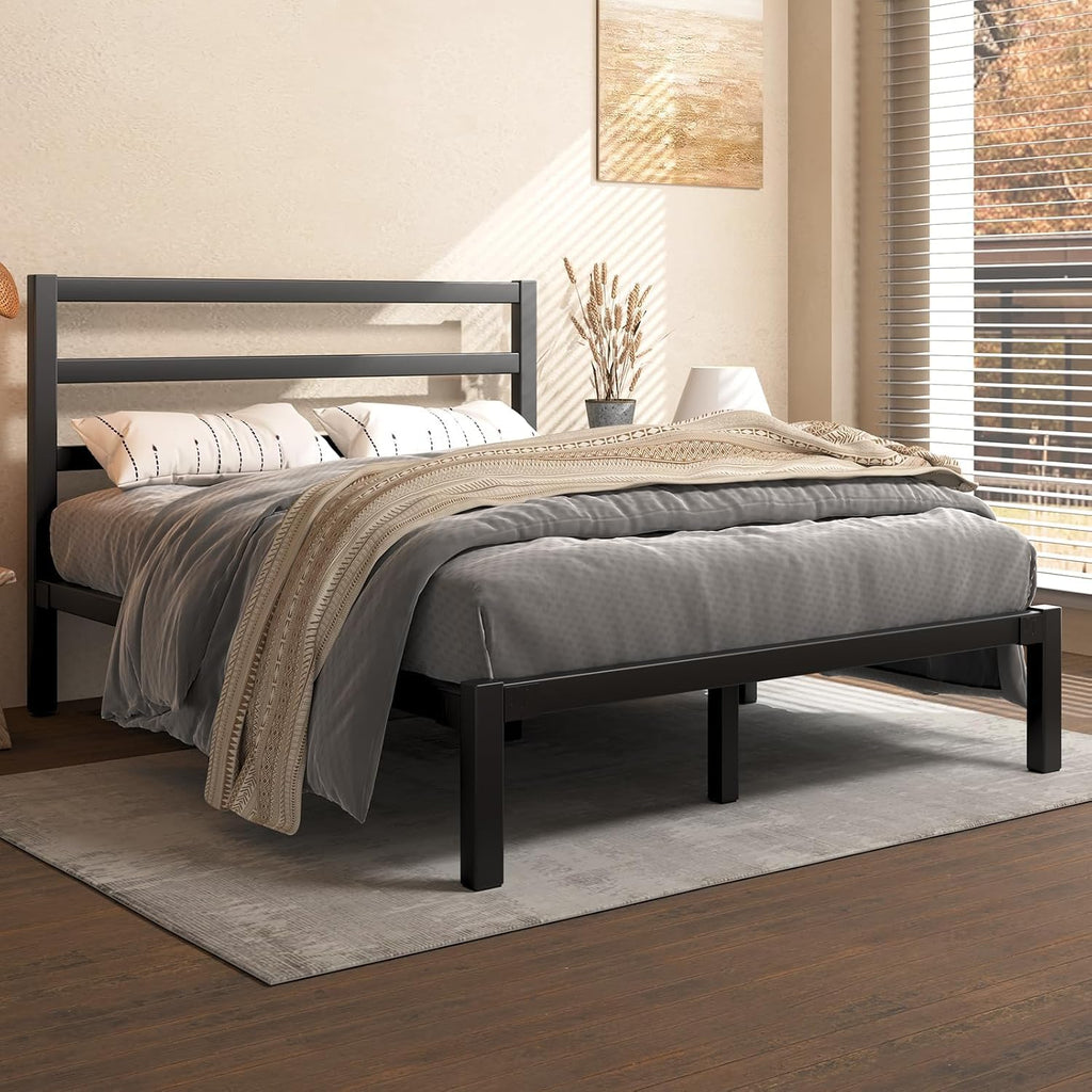 Queen Metal Platform Bed Frame with Headboard A25908